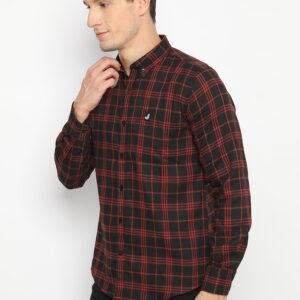 Jobb Josei Kemeja Pria Flannel Lengan Panjang Slim Fit Merah