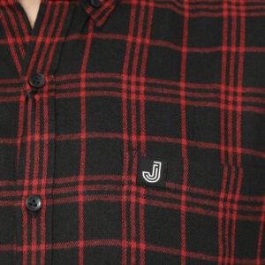 Jobb Josei Kemeja Pria Flannel Lengan Panjang Slim Fit Merah