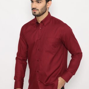 Jobb Brioni Kemeja Pria Lengan Panjang Regular Fit Maroon