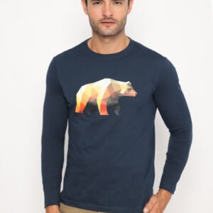 Jack Nicklaus Vector T-shirt Pria Lengan Panjang Slim Fit Navy