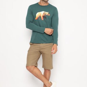 Jack Nicklaus Vector T-Shirt Pria Lengan Panjang Slim Fit Panderosa Green