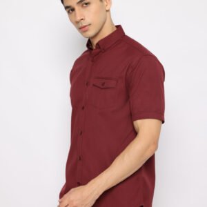 Jack Nicklaus Royal Kemeja Pria Lengan Pendek Slim Fit Maroon