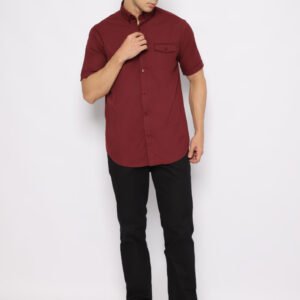 Jack Nicklaus Royal Kemeja Pria Lengan Pendek Slim Fit Maroon