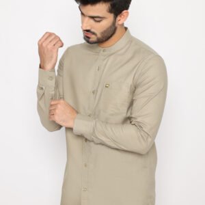 Jack Nicklaus Leonard Kemeja Pria Lengan Panjang Slim Fit Khaki