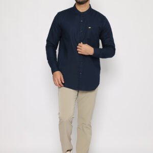 Jack Nicklaus Leonard Kemeja Pria Lengan Panjang Slim Fit Navy