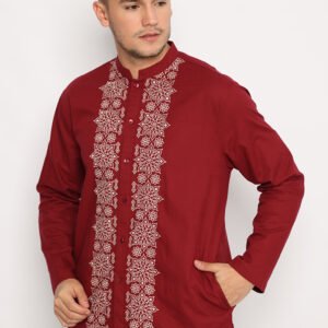 Jobb Haytham Baju Koko Pria Lengan Panjang Regular Fit Maroon