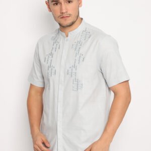 Jobb Ghaffar Baju Koko Pria Lengan Pendek Regular Fit Abu-Abu