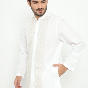 Jobb Husam Koko Pria Lengan Panjang Regular Fit Putih