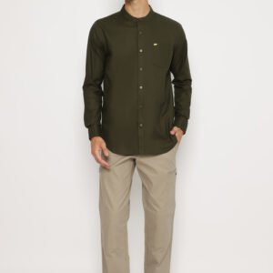 Jack Nicklaus Leonard Kemeja Pria Lengan Panjang Slim Fit Olive