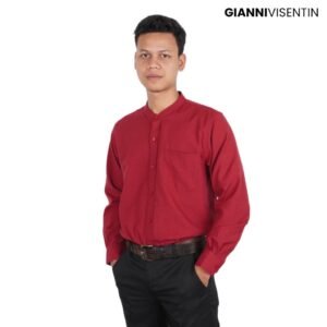 Gianni Visentin Kemeja Panjang Shanghai Pria Regular Fit - Merah Tua - 1009