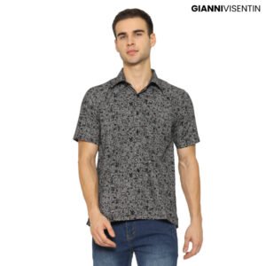 Gianni Visentin Lengan Pendek Motif Reguler Fit - Hitam - 9057