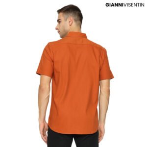 Gianni Visentin Kemeja Stretch Oxford Lengan Pendek Reguler Fit - Merah Bata - 6085